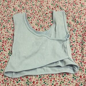 Sky Blue Ribbed Women's Crop Top